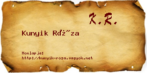 Kunyik Róza névjegykártya